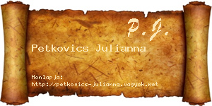 Petkovics Julianna névjegykártya